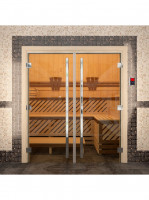 Дверь для бани и сауны Престиж двойная, бронза, 1900х1330 по коробке (DoorWood)