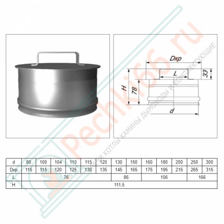 Ревизия на трубу без изол (AISI-310S/0,8мм) d-120 (Вулкан)