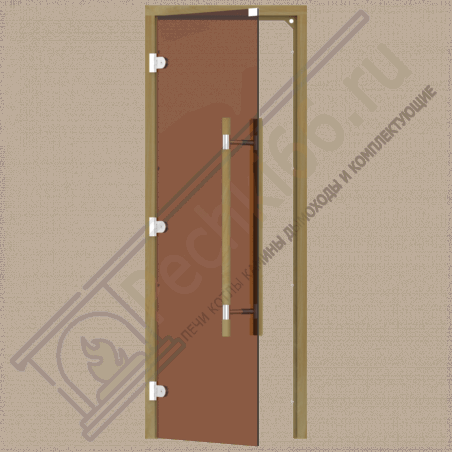 Дверь стеклянная для бани и сауны, бронза, коробка кедр, ручка с металлической вставкой 1900х700 (Sawo) 741-3SGD в Самаре