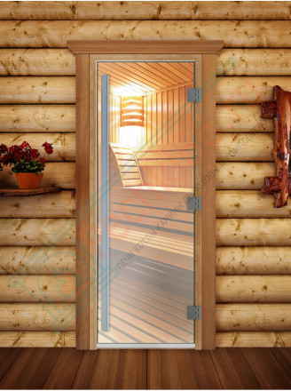 Дверь для бани и сауны Престиж прозрачная, 2100х800 по коробке (DoorWood)