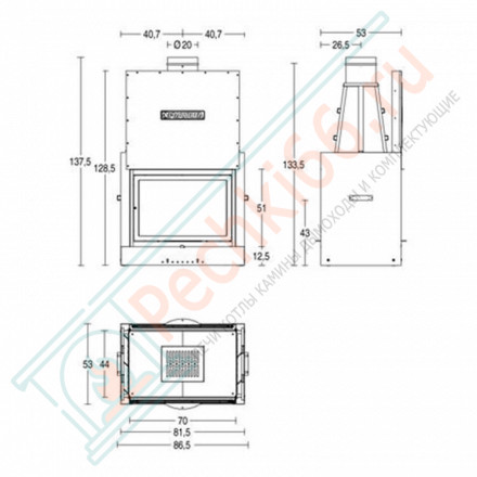 Стальная топка MA 260 B SL (Piazzetta) 13.5 кВт