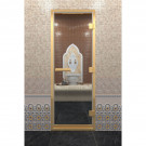 Стеклянная дверь DoorWood «Хамам Прозрачная» в золотом профиле 2000х700 (по коробке)