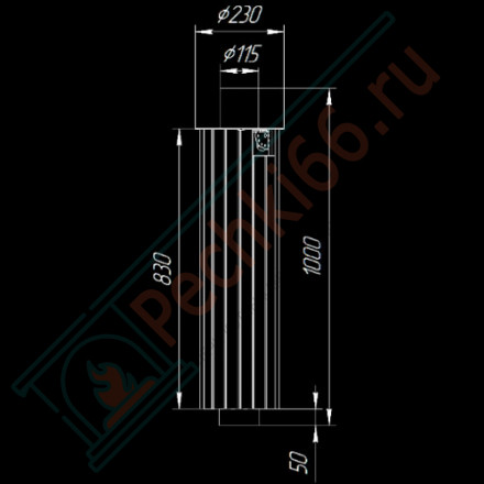 Дымоход - конвектор Окаменевшее дерево перенесённый рисунок + Россо Леванте, d-115, L=1000 мм (Feringer)