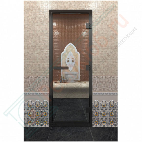 Стеклянная дверь DoorWood «Хамам Прозрачная» в черном профиле 2000х800 (по коробке) в Самаре