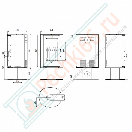 Печь-камин Orbis Top, коричневая сталь (Defro-Home) 9кВт