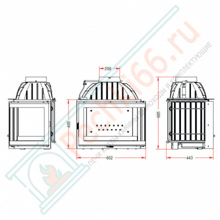Чугунная топка Гранд Ангел стекло слева с заслонкой (INVICTA)
