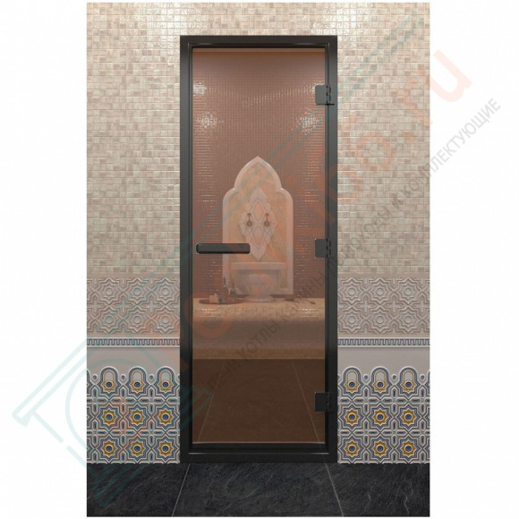 Дверь для хамама в черном профиле, бронза 2000x700 мм (DoorWood) в Самаре