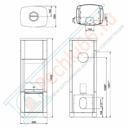 Печь-камин Scan 65-7 HT, стеатит, с задним выходом (Scan)