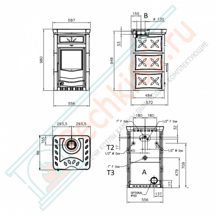 Печь-камин с водяным отоплением TermoNicoletta D.S.A, цвет бежевый (La Nordica)
