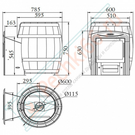 Печь для бани Вариата Inox Витра Баррель палисандр (T.M.F) до 18 м3