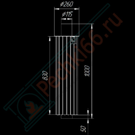 Дымоход - экономайзер Пироксенит наборный, d-115, L=1000 мм (Feringer)