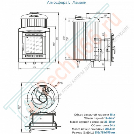 Банная печь Атмосфера L, ламели "Талькохлорит" наборный (ProMetall)