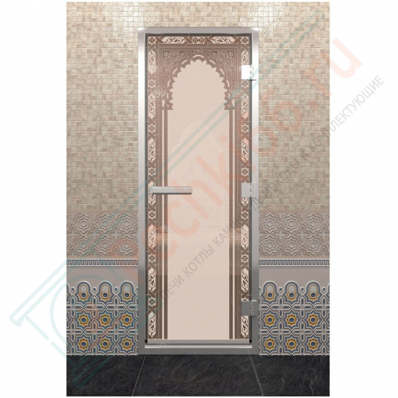 Стеклянная дверь DoorWood «Хамам Восточная Арка Бронза матовая» 200х80 (по коробке) в Самаре