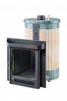 Дровяная банная печь Макси ПФ "Окаменевшее дерево перенесённый рисунок + змеевик" (Ферингер)