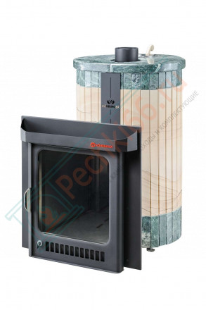 Дровяная банная печь Макси ПФ "Окаменевшее дерево перенесённый рисунок + змеевик" (Ферингер)