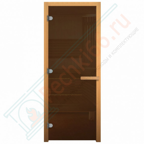 Дверь стеклянная для бани, 8 мм. 3 петли, бронза, коробка осина 2000х700 (Везувий) в Самаре