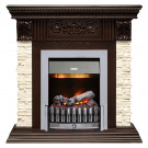 Электрокаминокомплект Luxemburg (каменный) - Сланец/Темный дуб с очагом Danville Chrome FB2