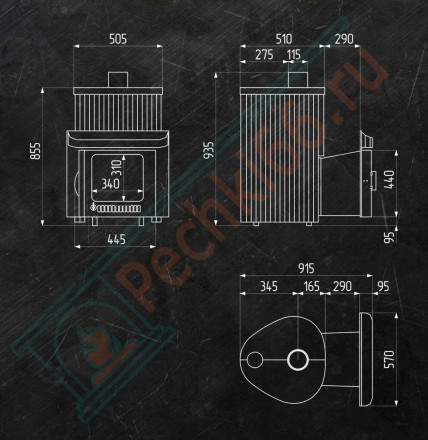 Дровяная банная печь Макси ПФ "Змеевик + Россо Леванте" (Ферингер)