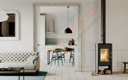 Печь-камин Solum Log, серая сталь (Defro-Home) 9кВт