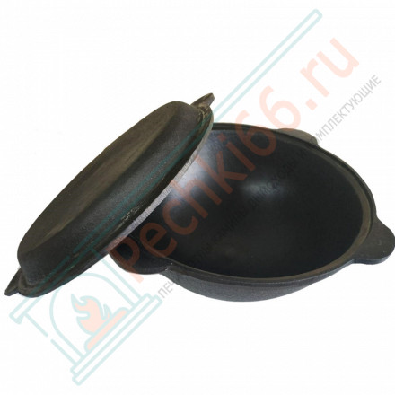 Узбекский казан с крышкой сковородой, плоское дно 12 л. (Наманган DAVR METALL)