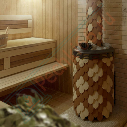 Печь для бани Альфа Панголина Inox ЧДБСЭ, ЗК, шамот-терракота (T.M.F) до 24 м3