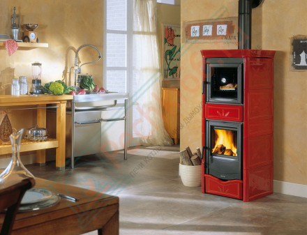 Печь-камин с духовкой Nicoletta Forno, цвет бордовый (La Nordica)