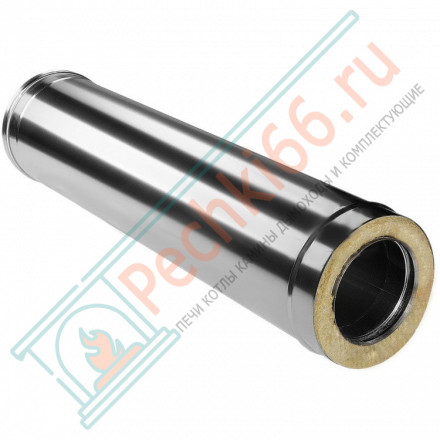 Сэндвич труба для дымохода L=1000 (НЕРЖ-321/0,5-НЕРЖ-439/0,5) d-200/280 (Дымок-Lux)