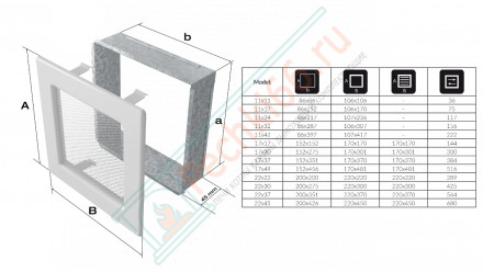 Решётка вентиляционная каминная черная 170х490 49C (Kratki)