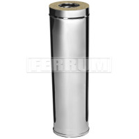 Сэндвич труба для дымохода L=1м (НЕРЖ-430/0,8-НЕРЖ-430/0,5) d-115/200 (Ferrum HF)