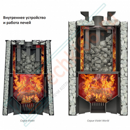 Дровяная банная печь Grill'D Violet World Steel Romb Long Window Max