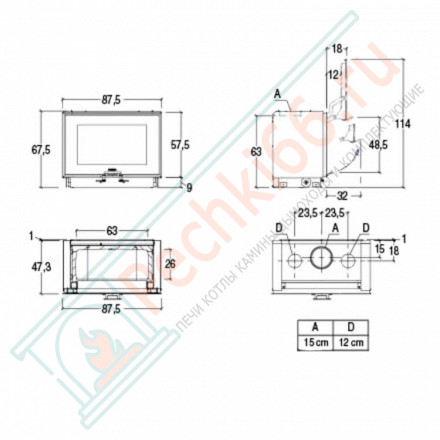 Стальная топка MC 85/55 BL (Piazzetta) 11 кВт