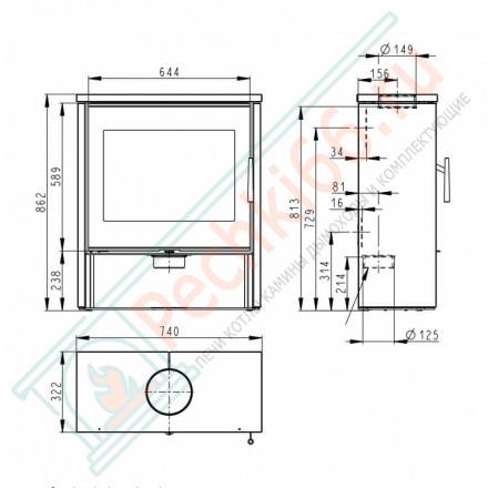 Печь-камин Aledo керамика (Romotop)