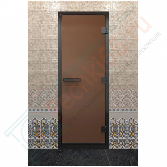 Дверь для хамама в черном профиле, бронза матовая 2000x800 мм (DoorWood) в Самаре