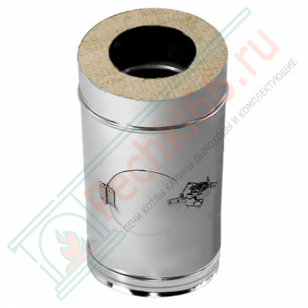 Труба V50R с лючком ревизии с изол L=500 (AISI-321/0,8-AISI-304/0,5) d-115/215 (Вулкан-Cerablanket)