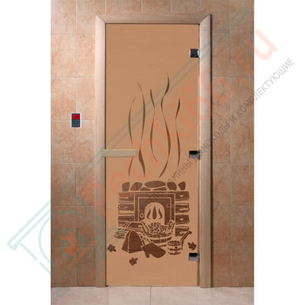 Дверь стеклянная для бани, матовая бронза, "Банька" 1900х700 (DoorWood)
