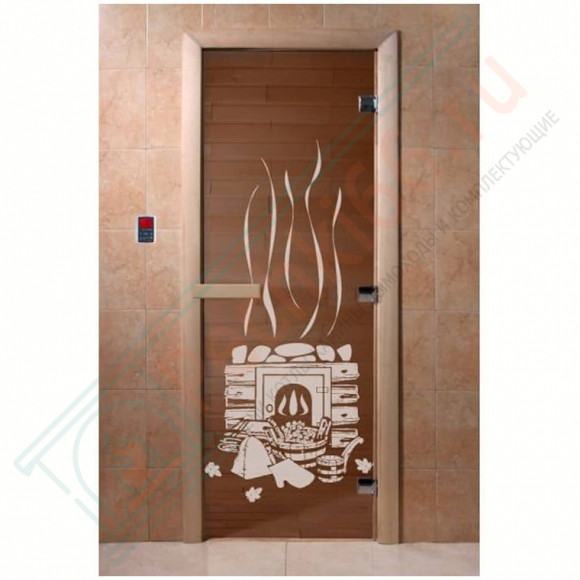 Стеклянная дверь для бани бронза прозрачная "Банька" 1900х700 (DoorWood) в Самаре