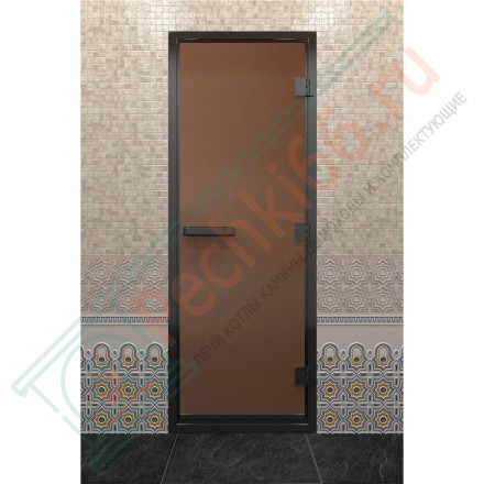 Дверь для хамама в черном профиле, бронза матовая 2000x700 мм (DoorWood)