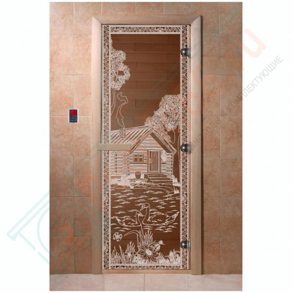 Дверь стеклянная для бани, прозрачная бронза, "Банька в лесу" 1900х700 (DoorWood) в Самаре