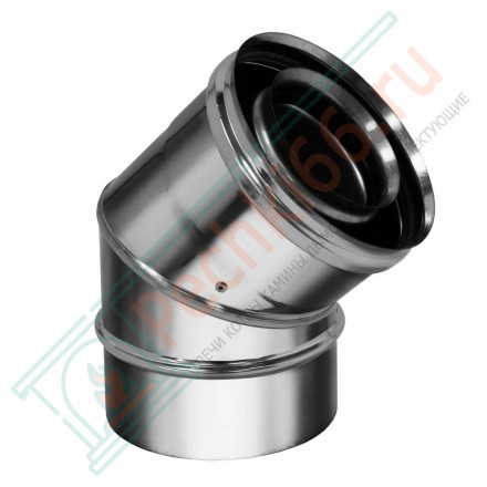 Отвод коаксиальный 45° (AISI-321/0,5-AISI-304/0,5) d-80/130 (Вулкан)