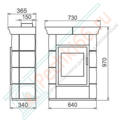 Печь-камин Borgholm keramik, Темно-коричневая (Thorma) до 165 м3