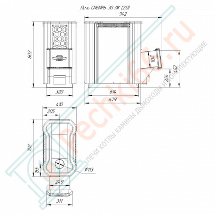 Печь для бани Сибирь-30 ЛКП Профи Панорама (2.0) с парообразователем (Теплодар)