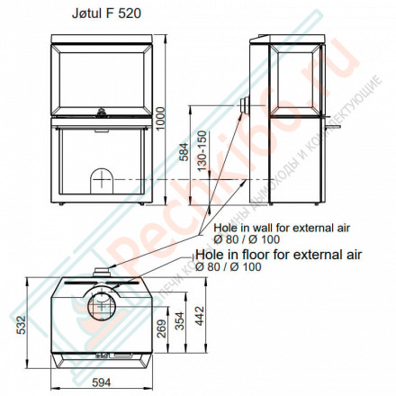 Чугунная печь-камин F 520 BP (Jotul)