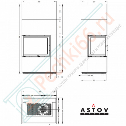 Печь-камин Aplit П2С 700 R (Астов)
