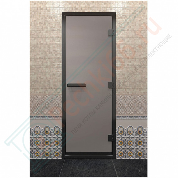 Дверь для хамама в черном профиле, сатин 2000x700 мм (DoorWood) в Самаре