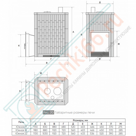 Печь банная Южная 16 пироксенит (ИзиСтим)