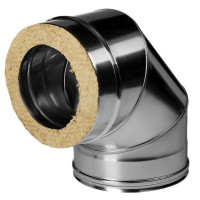 Отвод 90° с изол (НЕРЖ-321/0,8-НЕРЖ-439/0,5) d-115/200 (Дымок-Lux)