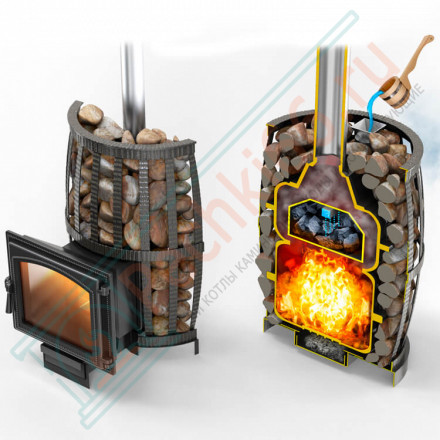 Чугунная печь для бани Русский пар ковка 18 (240) (Везувий)