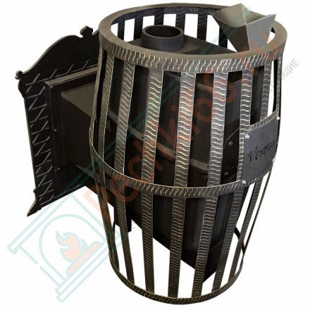 Печь чугунная для бани Verona 50 ЗК-нерж, Сетчатый Кожух (Березка)