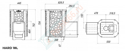 Печь для бани Hard 16L Хохлома Панорама (Сталь-Мастер)