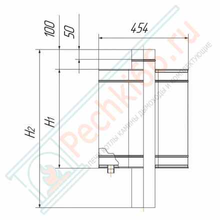 Натрубный бак для воды (НЕРЖ-304/0,8мм) 48 л, d-115 мм (Вулкан)